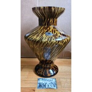 Rare Vintage COA Tortoise Shell Vase  13 In. TALL  Italy Maestri Vetrai Azzurra
